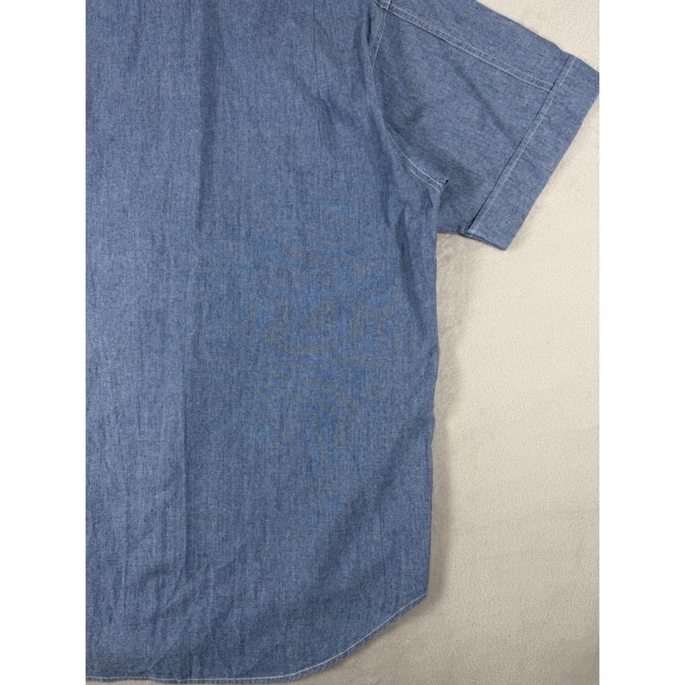 Vintage Tommy Jeans Denim Button Up Shirt Men's Large Short Sleeve Embroidered L - Picture 11 of 16
